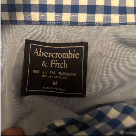 Abercrombie & FItch Blue Patterned Button Down Long Sleeve size medium - Picture 2 of 6